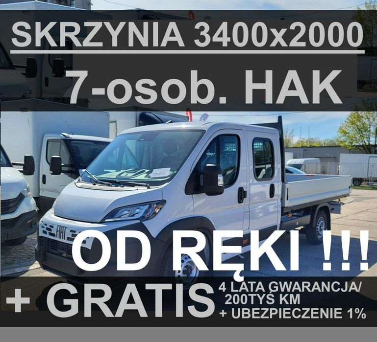 Fiat Ducato  Skrzynia 3400x2000 L4H2 140KM 7-osobowy Hak Od ręki ! Super Cena