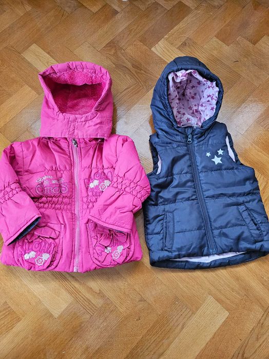 Kurteczka zimowa różowa + kamizelka rozmiar 92