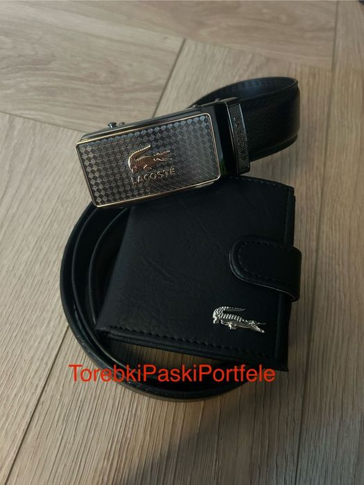 Nowy zestaw Lacoste , pasek + portfel.
