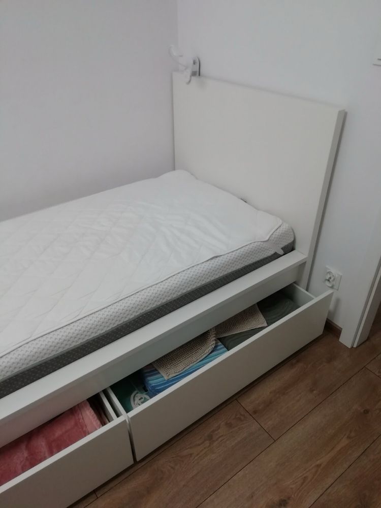 Łóżko Ikea Malm 90x200 biale z szufladami