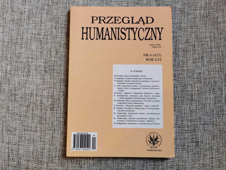 Przegląd Humanistyczny nr 4 (433) rok LVI WUW