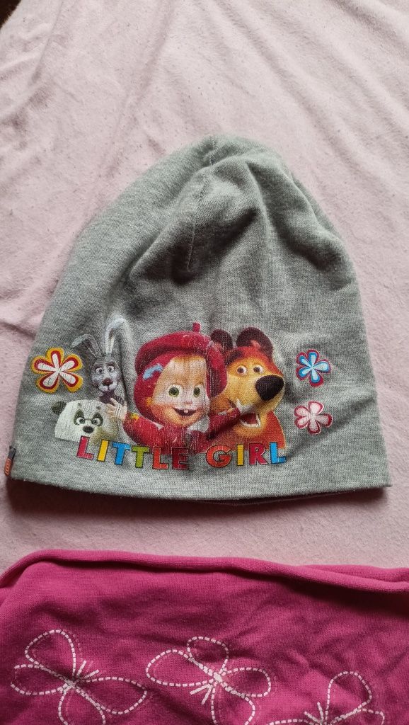 Czapka i komin dla dziewczynki bawelna