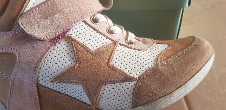 Sneakersy koturn ZIGN pudrowy beż róż r.38 24,5 cm