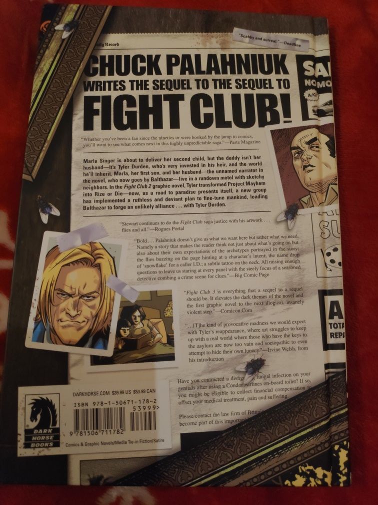 Fight Club 3 - Chuck Palahniuk, komiks z autografem autora