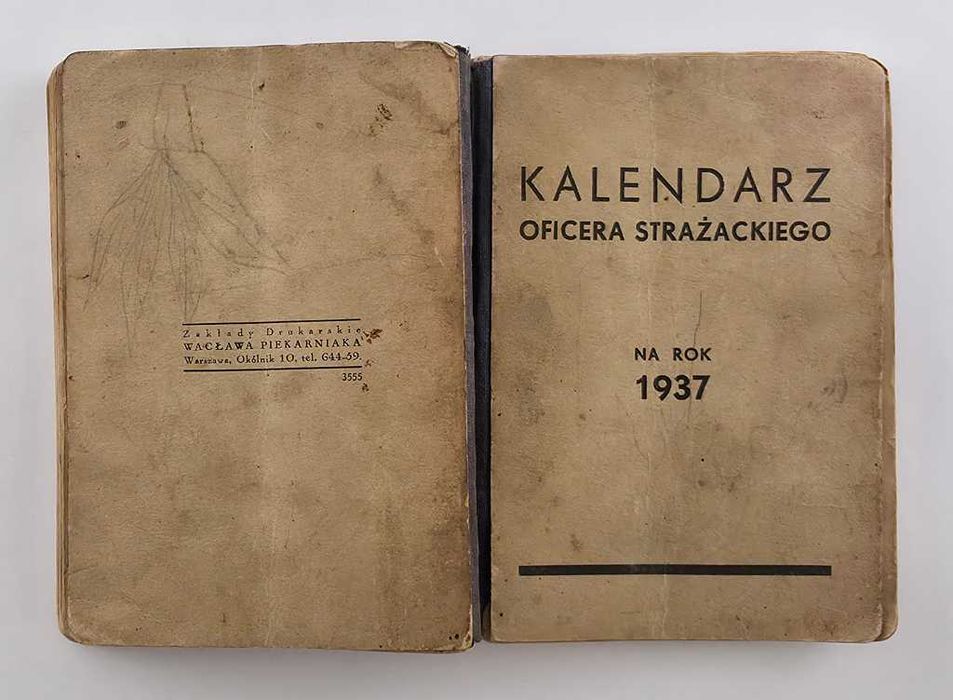 Kalendarz Oficera Strażackiego 1937 rok - II RP - Rzadkość