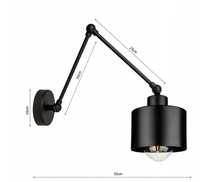 Lampa Ścienna Kinkiet Loft Edison CZARNA regulowana