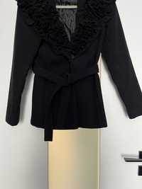 czarny płaszcz elegancki zimowy s 36
