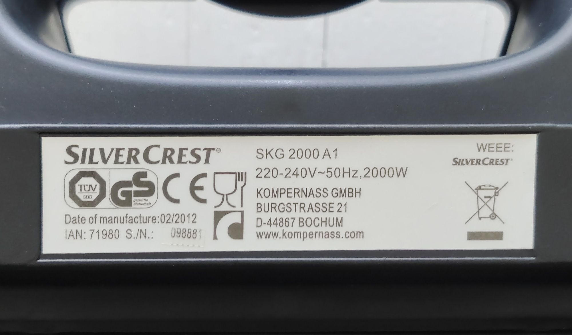 Grill elektryczny SilverCrest 2000W