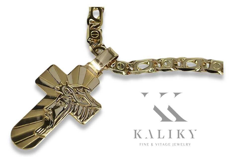 Złoty krzyżyk Katolicki 14k 585 z łańcuszkiem 36g