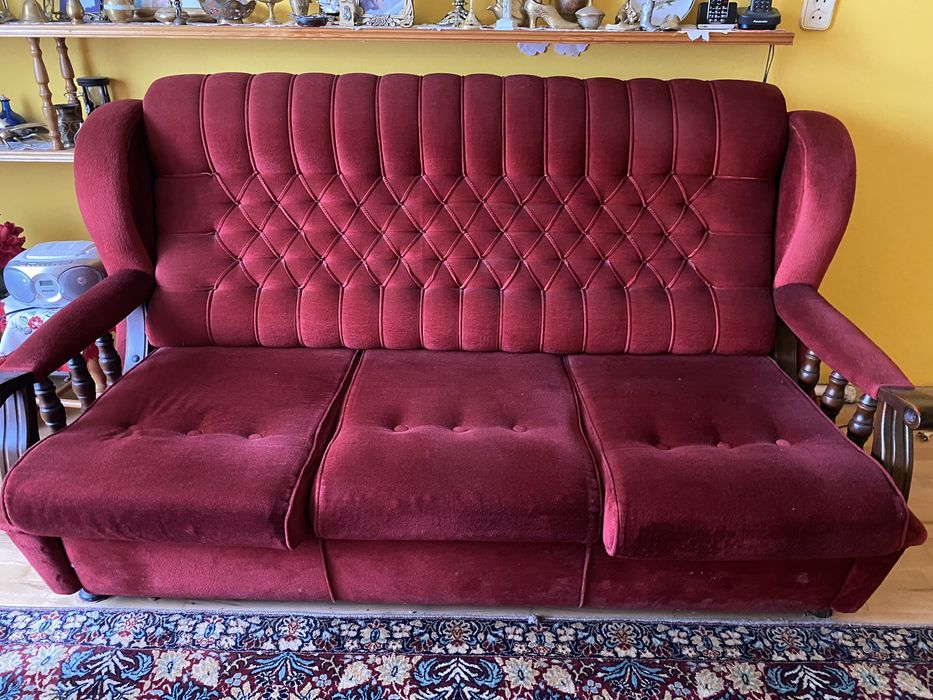 Komplet wypoczynkowy z czasów PRL kanapa + fotele