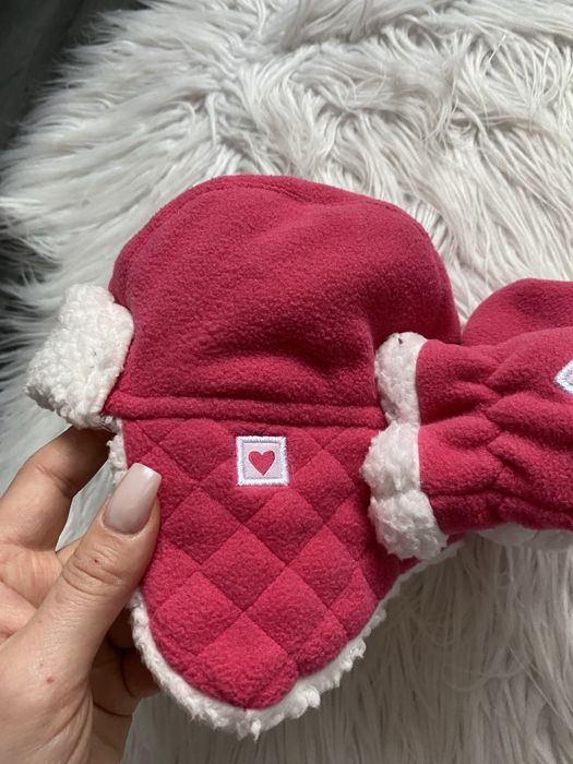 George 62-68 cm 3-6 mies zimowy komplet czapka uszatka rękawiczki 2w1