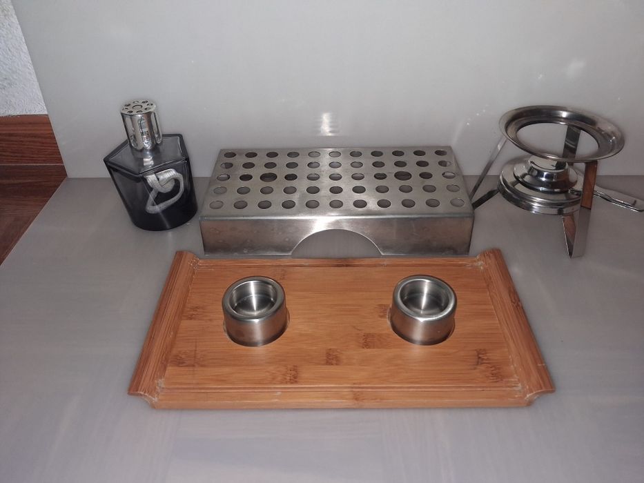 Lampada Catalítica + Aquecedor a Velas + Suporte e Lamparina em Inox