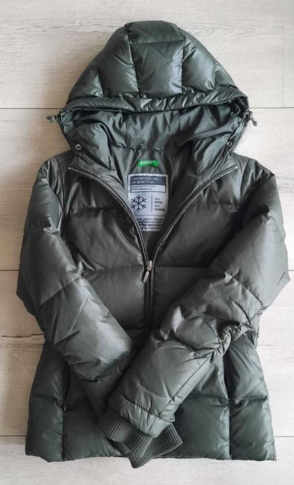 Kurtka zimowa damska Benetton roz S butelkowa zieleń