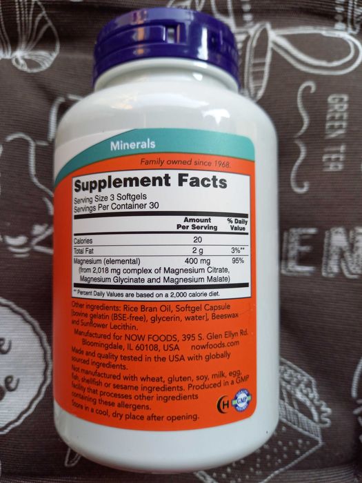 Магній цитрат магний magnesium citrate now foods solaray life source