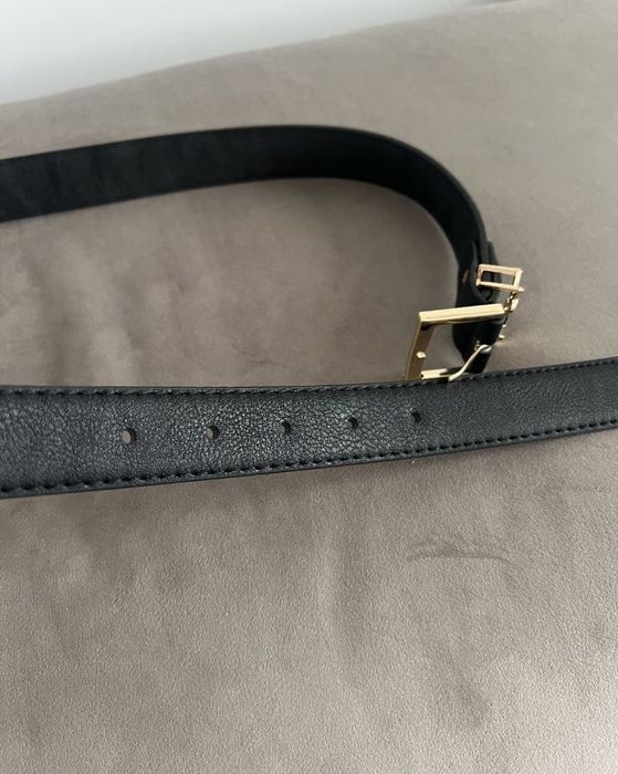 Pasek Damski YSL Yves Saint Laurent czarny złoty