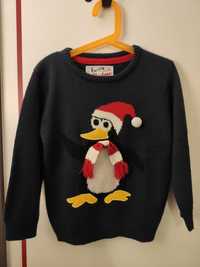 Sweter dziecięcy świąteczny zimowy pingwin r. 116