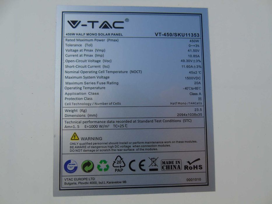 Panel fotowoltaiczny,Panele 450W,Halfcut