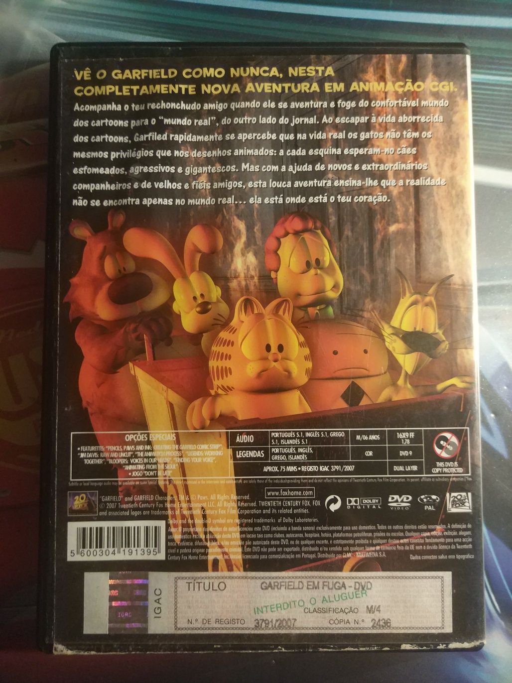 Filme DVD Garfield em Fuga