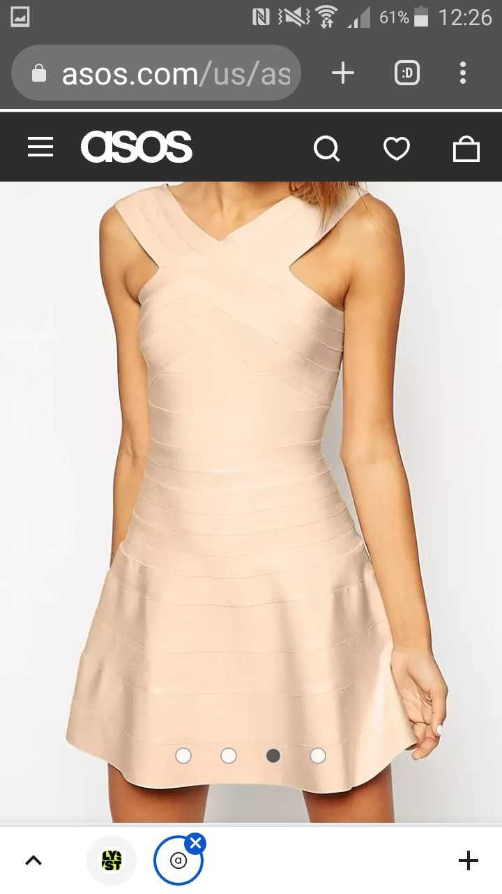 Sukienka mini typu bandage Asos xs nude