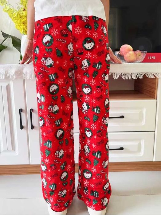 Штани плюшеві Хелоу Китти Hello Kitty рожеві чорні