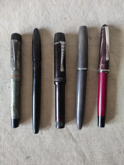 Zabytkowe antyczne pióra wieczne zestaw 5 sztuk