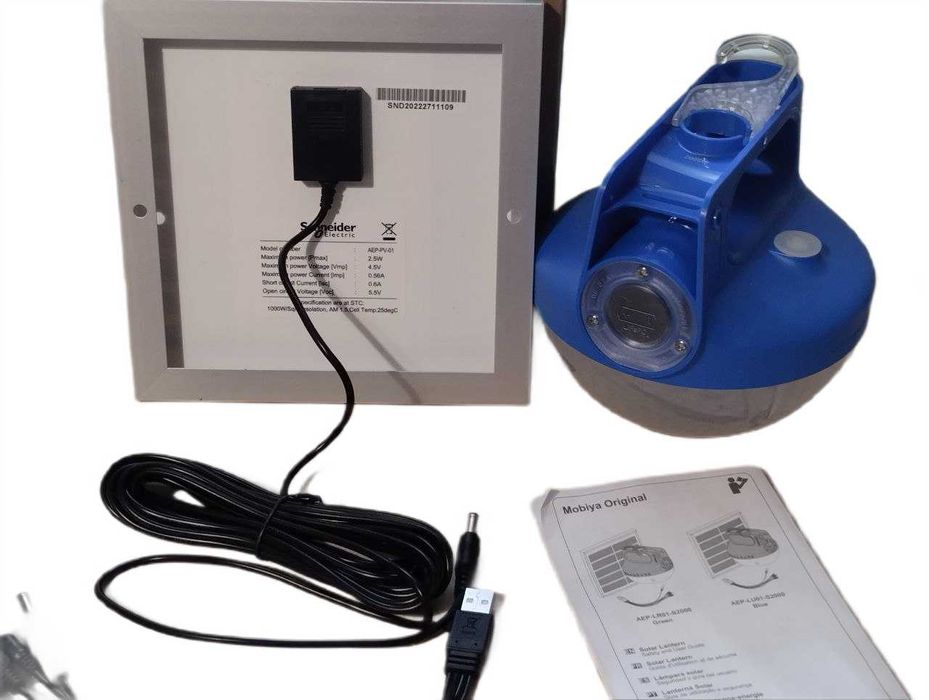 Ліхтар Schneider із сонячною панеллю на АКБ с зарядним пристроєм,лампа