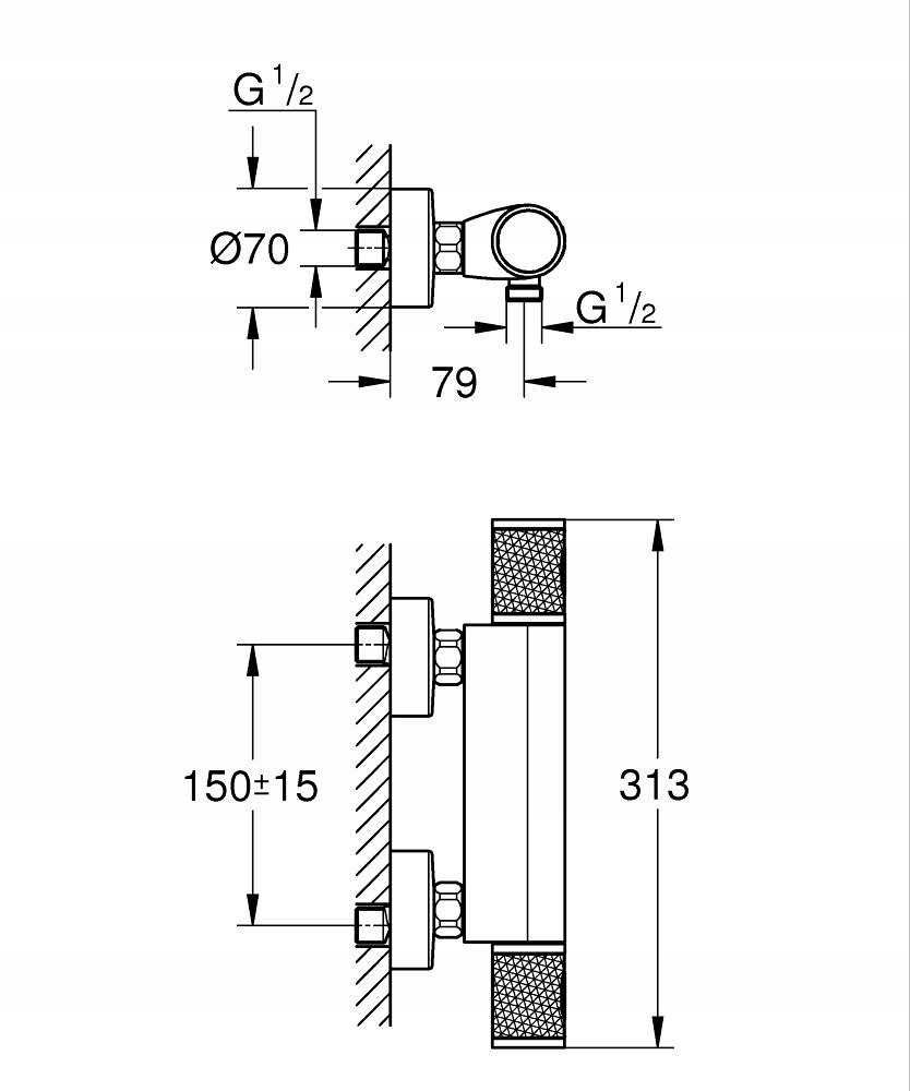 Grohe Precision Feel - Bateria prysznicowa z termostatem, chrom