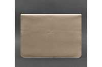 Шкіряний чохол конверт для MacBook 13, світло-бежевий, на клапані