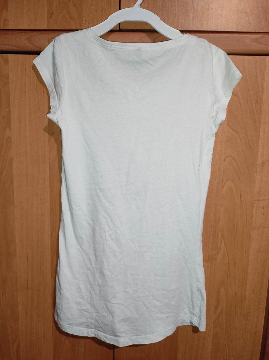 Sinsay ładna r. Xs koszulka t-shirt, grafika: Flaming,  długa 65cm