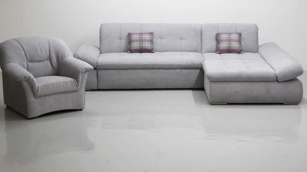 TLE Narożnik funkcja spania FOTEL popielaty rozkładana kanapa rogówkA