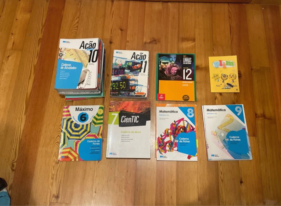 Vários livros escolares 6-12 ano