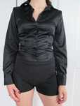 ZARA czarna satynowa koszula bluzka body XS 34 NOWA