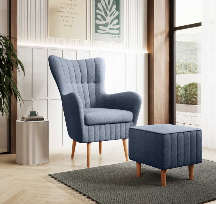 Fotel Bari/Uszak/Tkanina PREMIUM/Nowoczesny/Możliwy podnóżek