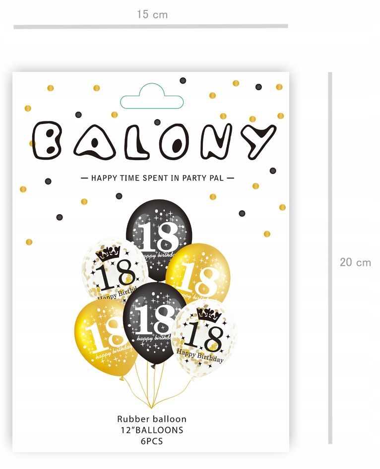 balony na cyfra 18 urodziny zestaw osiemnastka 12 sztuk