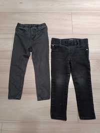 Spodnie jeansowe + leginsy dla dziewczynki używane, rozmiar 98