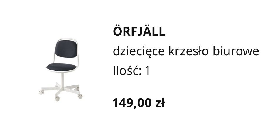 Dziecięce krzesło biurowe ÖRFJÄLL IKEA