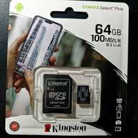 Kingston 64GB microSDXC UHS-I U1 V10 A1 Canvas Select Plus. Новая!