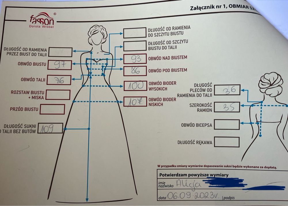 Suknia Ślubna Fasson Dorota Wróbel 166 cm