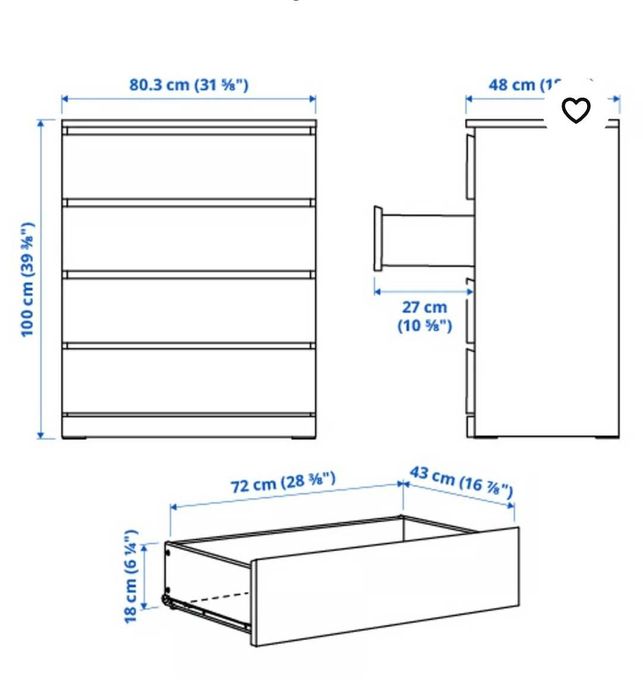 Cómoda Malm 4 gavetas_Ikea