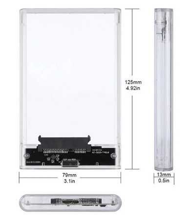 Caixa externa 2.5" SSD/HDD com cabo usb 3.0