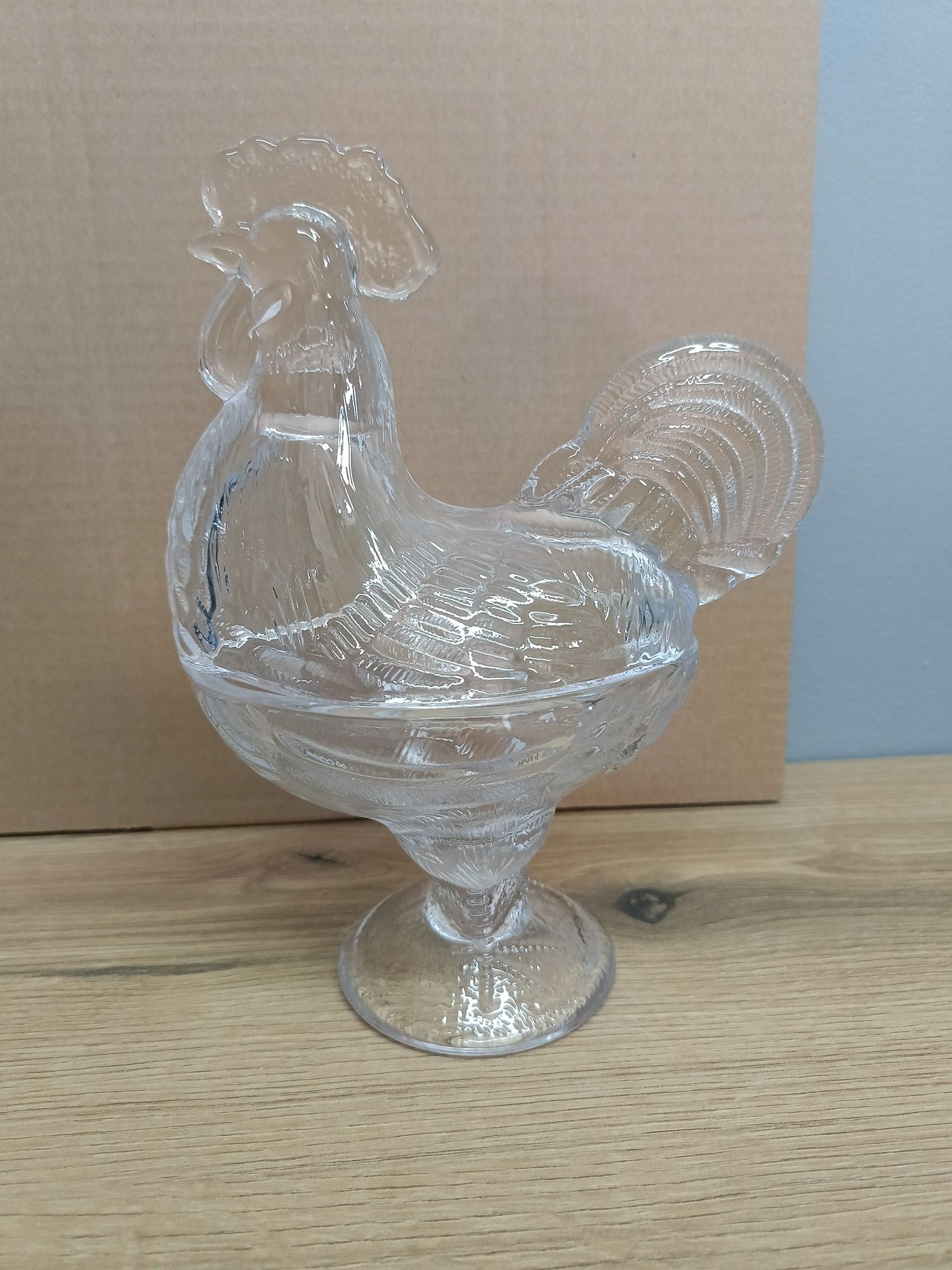 Kogut szklany bombonierka 21 cm