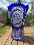 Wazon krysztalowy Bohemia Crystal , kobaltowy, cięty 24%PbO lata 80/90
