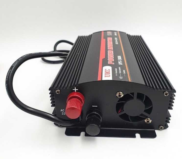 Інвертор 12V–220V 1300 Вт, безперебійник із зарядкою — чистий синус