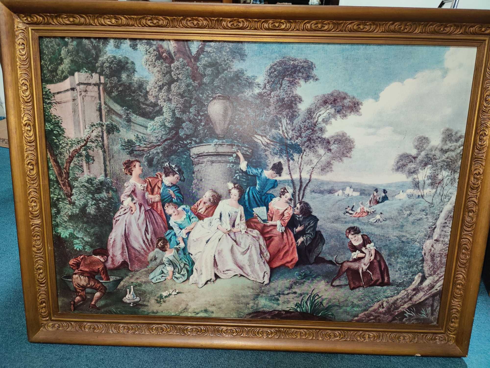 Quadro com pintura Encontro no parque, por Jean-Baptiste Pater