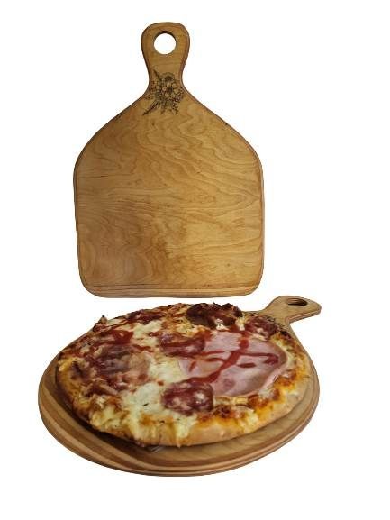 Szufla drewniana do pizzy z raczką 2w1 do serwowania sera owoców ciast