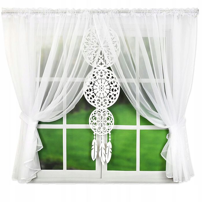 Firanki Gotowe Z Woalu Łapacz Snów 150X400 Woal Upięcia Biała