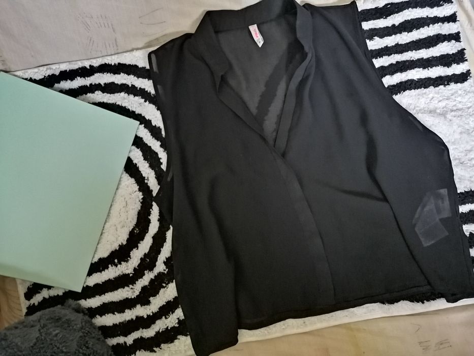 NEW YORKER bluzka koszula crop top z kołnierzykiem _Oversize Xs-M NOWA