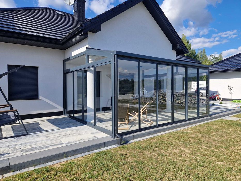 Ogród zimowy・Pergola・Zadaszenie tarasu・Zabudowa tarasu・Patio・Szklane