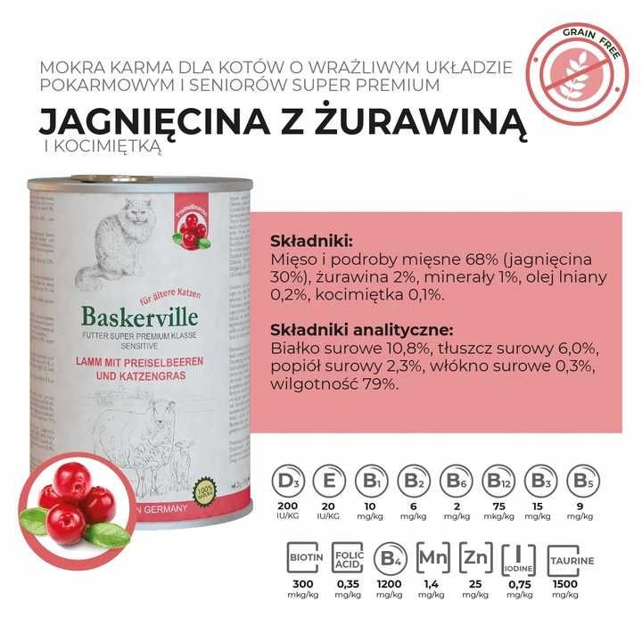 Mokra karma dla kota Baskerville jagnięcina 4x400g