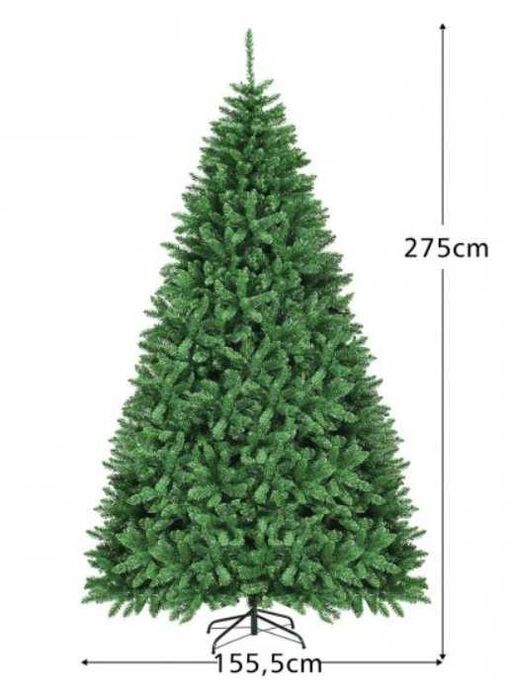 Świąteczna choinka z metalową podstawką 275 cm duża gęsta